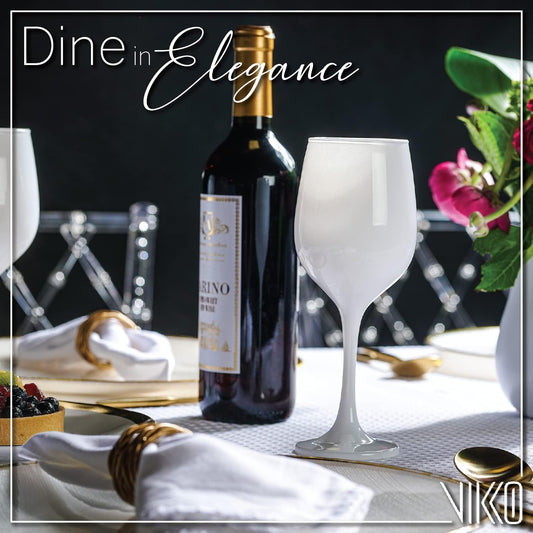 Vikko Décor Wine Glasses, White Wine Glass, 14oz Fancy Wine Glasses With Stem For Red White Wine, Thick And Durable Wine Glass, Dishwasher Safe, Great For Wine Tasting, Set Of 12 Decorative Goblets