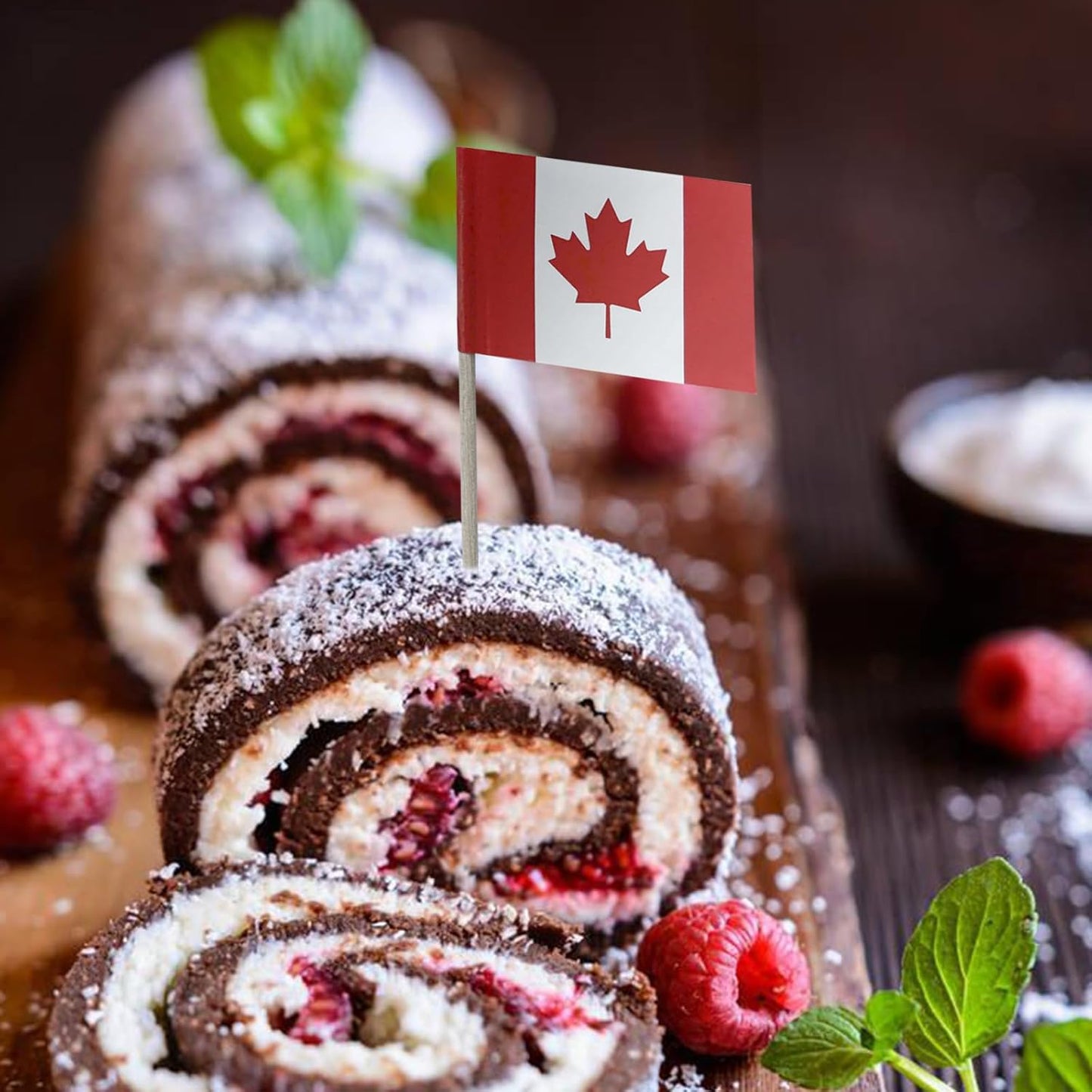 100 Pcs Canada Flag Canadian Toothpick Flags, Small Mini Stick Cupcake Toppers Canadian Flags Cocktail Picks