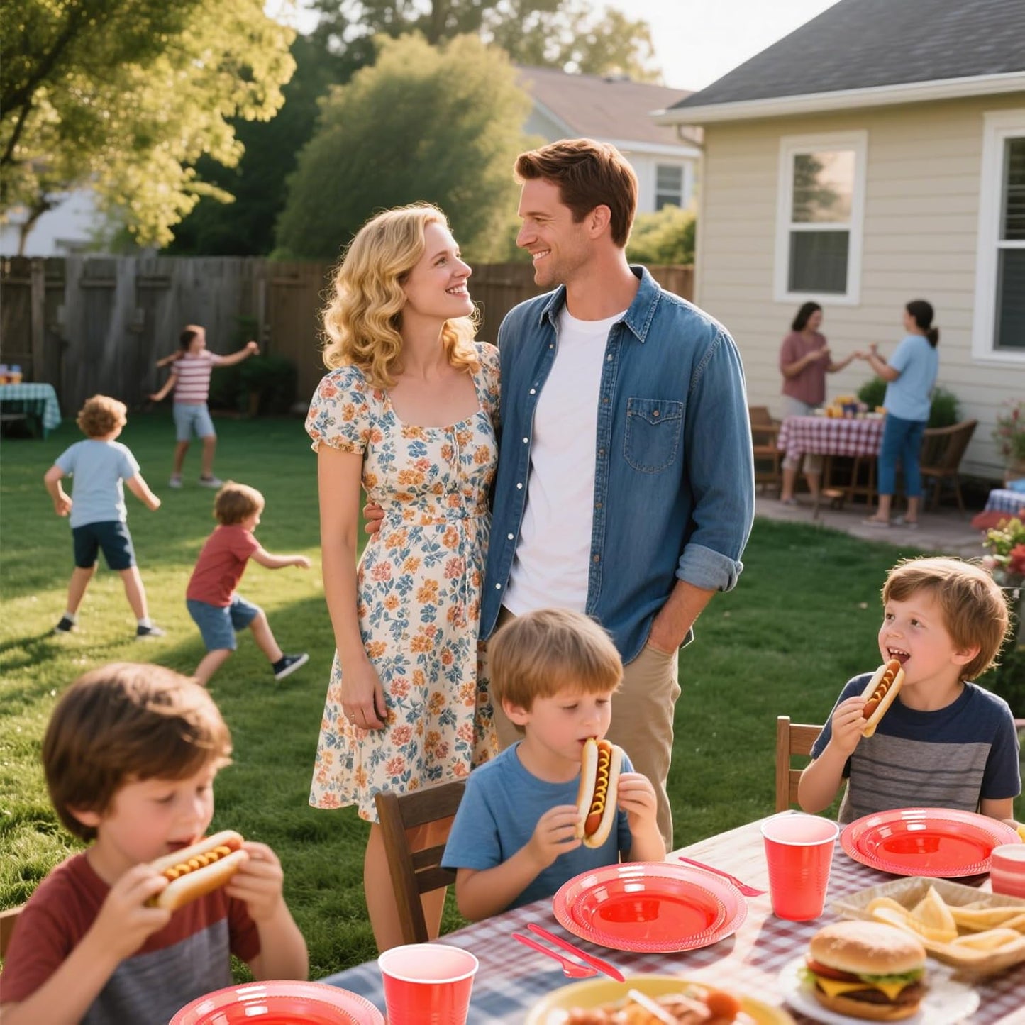 WELLIFE 210Pcs Red Plastic Plates,Clear Red Plastic Dinnerware Set,Party Supplies Including Clear Plates, 12OZ Cups, Disposable Cutlery and Paper Napkins Serve 30 Guests, Disposable Plates for Party