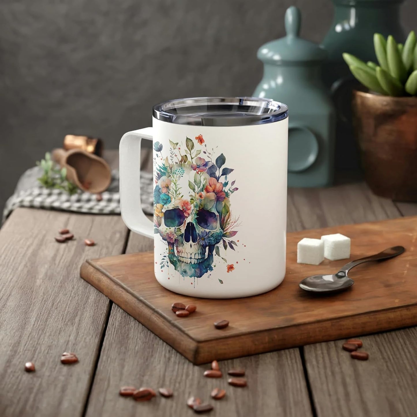 Hyturtle Skull Cup Gifts Skull Lovers - Just A Girl Who Loves Skulls Coffee Mug Stainless Steel 12oz - Goth Gifts For Women - Cute Gothic Lover Gift For Her, Girls, Daughter On Birthday Christmas