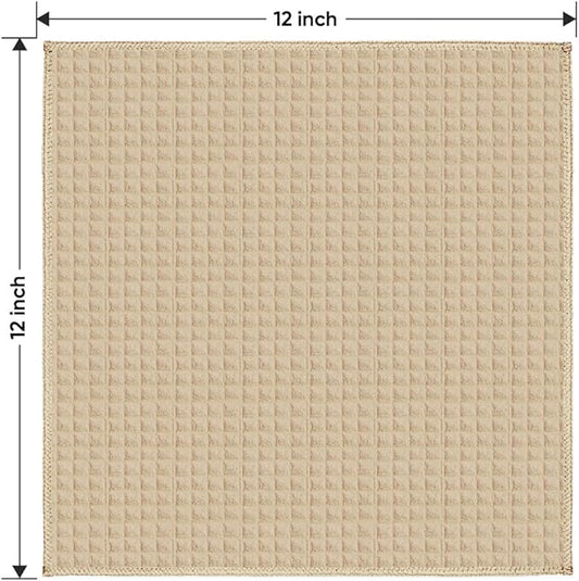 HOMEXCEL Waffle Weave Microfiber Cleaning Cloth, 6 Pack Highly Absorbent Cleaning Rag for Household, Reusable Kitchen Towels, Scratch-Free Barista Towels, 12 x 12 Inches, Brown