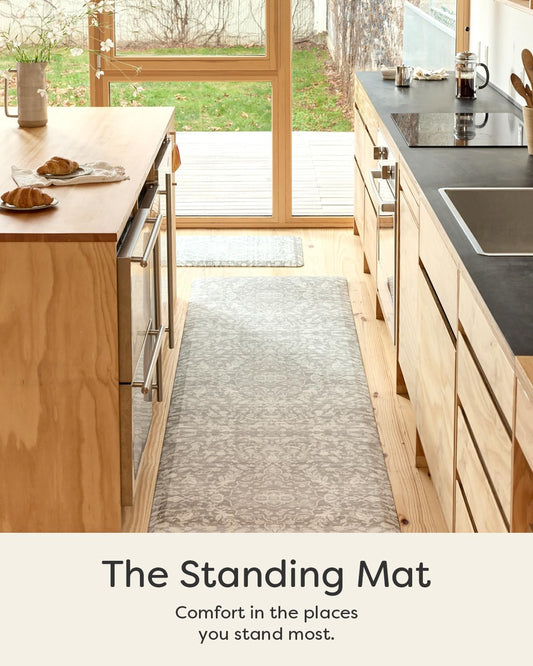 House of Noa Nama Standing Mat – Anti-Fatigue Cushioned Kitchen Mats for Floor | Ergonomic Bounce-Back Foam Kitchen Mats | Anti-Fatigue Mats for Kitchen & Standing | Emile Earl Grey | 22" x 54"