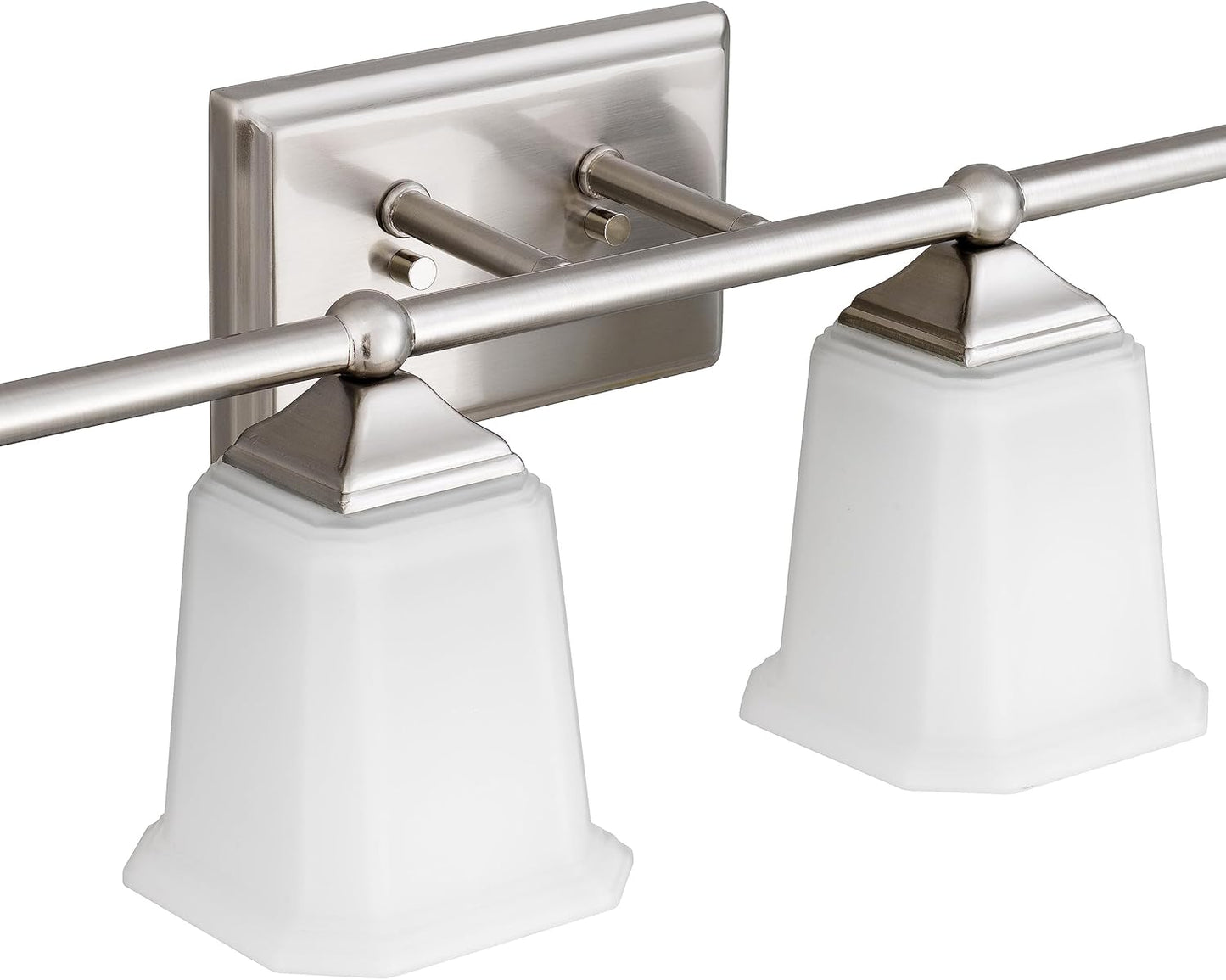 Nox Vintage 4-Light Vanity Light Modern Wall Sconce Lighting Brushed Nickel with White Glass Shade for Bathroom, Hallway, Entryway, Kitchen, Mirror, Laundry Room