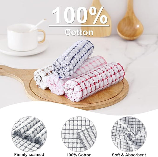 Kitinjoy Cotton 8 Pack Terry Kitchen Towels, 16 x 25 Inches Super Soft and Absorbent Dish Towels, Quick Drying Hand Towels for Kitchen Drying, Mix Colour