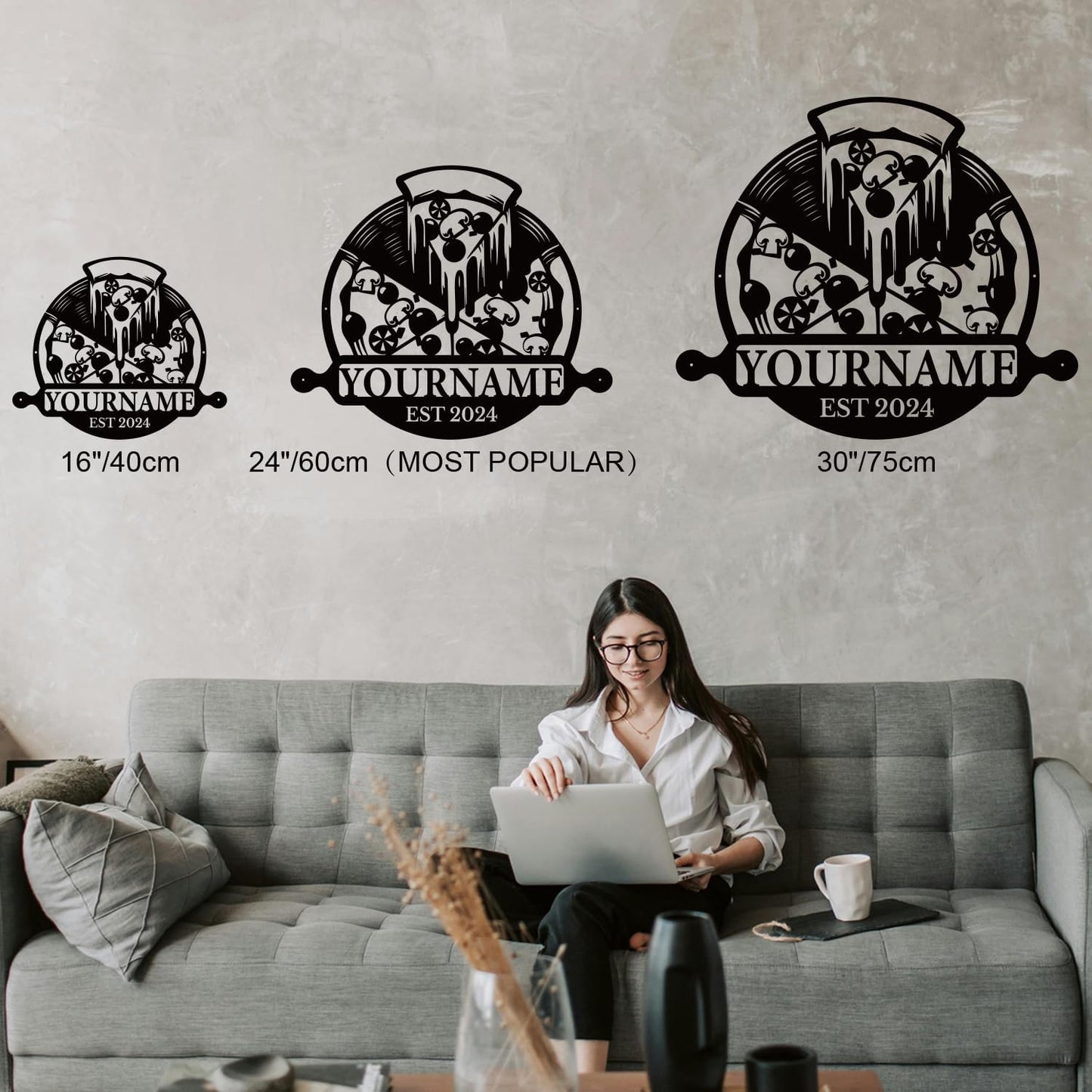 magilab Personalized Pizza Metal Sign, Custom Kitchen Wall Decor for Home & Outdoor, Food Lover Gift (Style A)