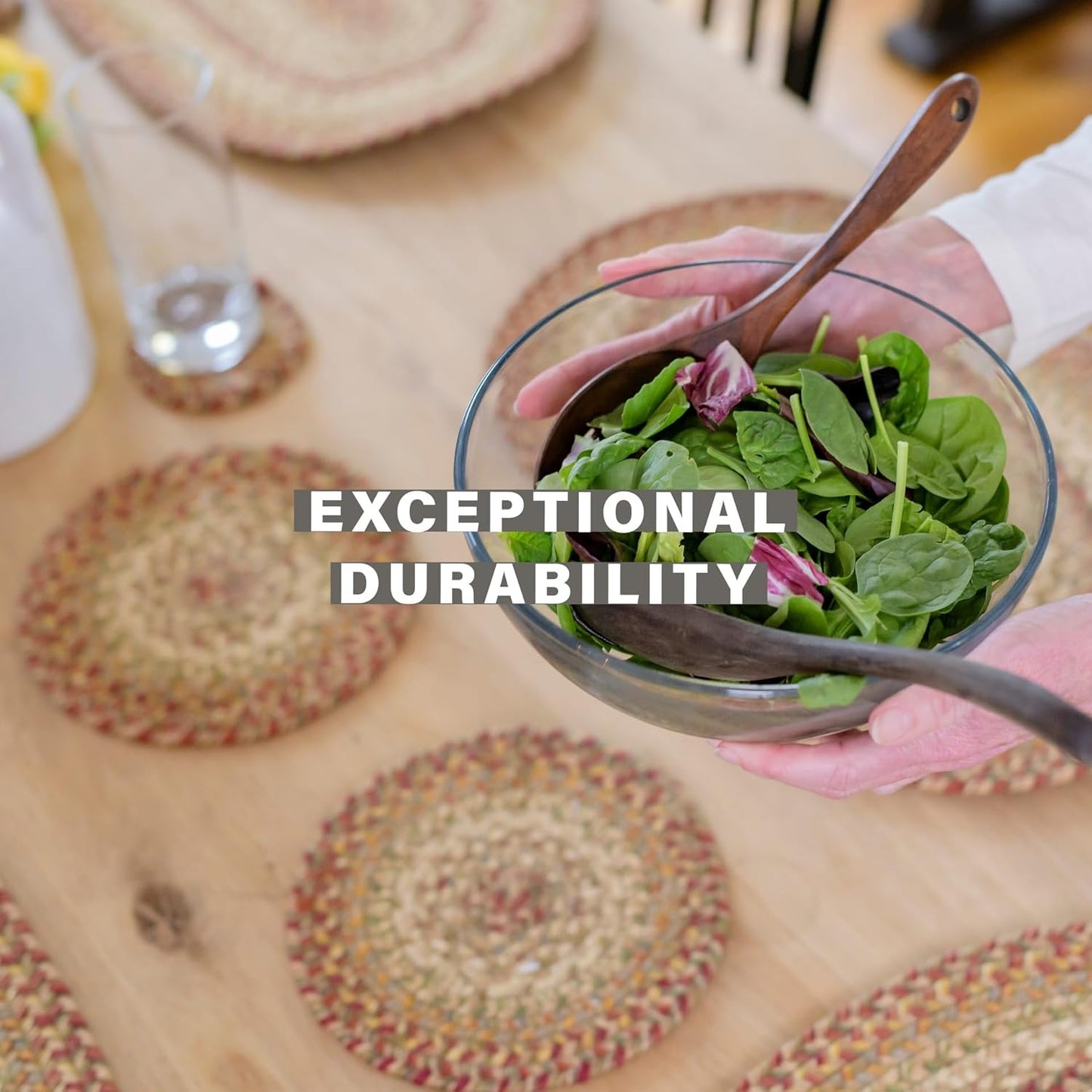 Harvest Jute Braided Table Runner, Warm Country Decor, Set of 2, Multicolor Oval 8x28 - Also Ideal as Stair Treads - Rich Colors, Easy to Clean, Durable and Protects Furniture