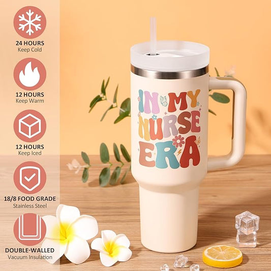 Nurse Gifts for Women, Christmas RN Gifts for Nurse Female Practitioner Doctor Assistant School, 40 OZ Tumbler Cool Nurses Club Insulated Cup Graduation Retirement Appreciation Xmas Birthday Gift