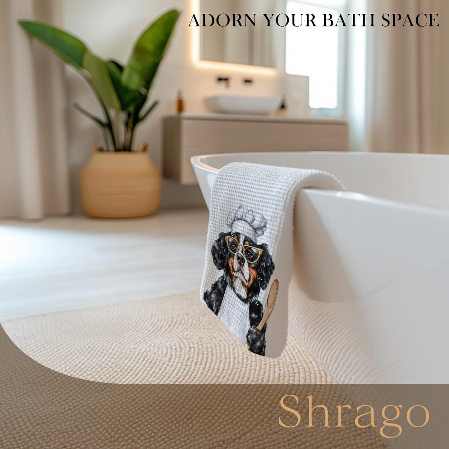 Funny Bernese Mountain Dog Kitchen Towels, Bernese Mountain Gifts for Women Dish Tea Towels for Kitchen, Dog Lovers Mom Dad Owner Gifts Decorative Hand Towels, 16x24 Inch