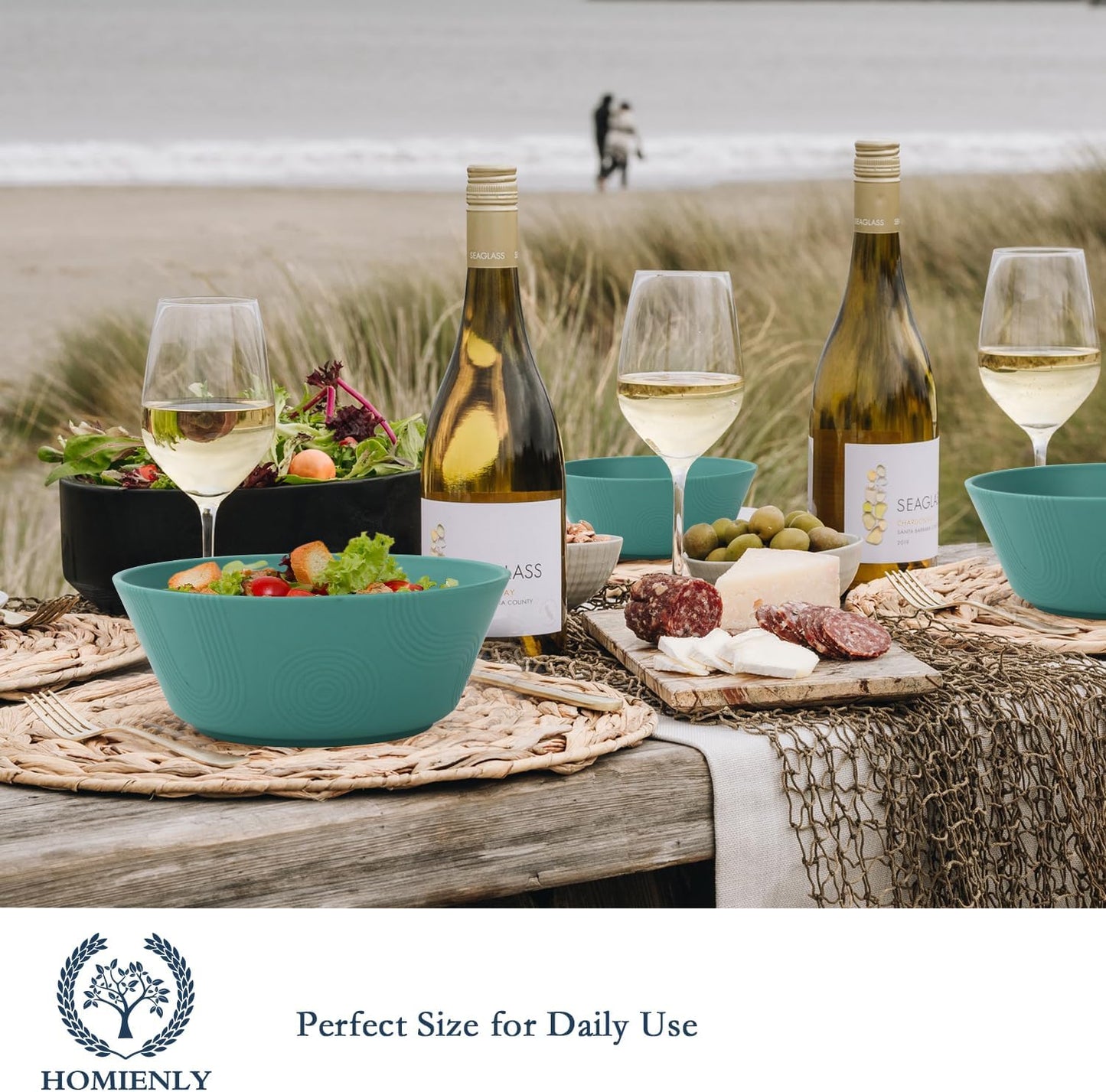 Homienly Wheat Straw Bowl Sets of 6-36oz Cereal Bowls,Microwave and Dishwasher Safe Bowls,Soup Bowl Sets Alternative for Plastic Bowls for Serving Soup,Salad(Green)