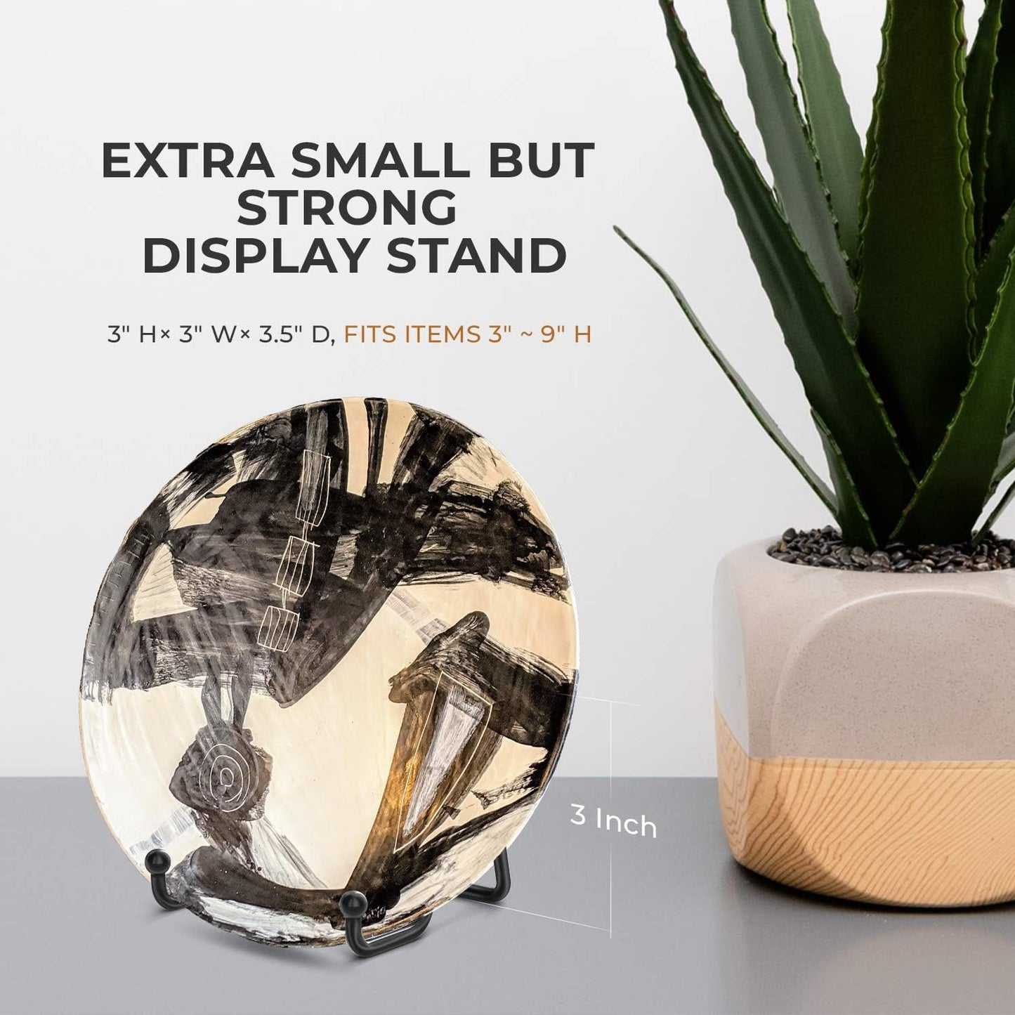 TR-LIFE Plate Stands for Display - 3 Inch Plate Holder Display Stand + Metal Frame Holder Stand for Picture, Decorative Plate, Book, Photo Easel (2 Pack)