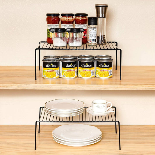 Cabinet Storage Shelf Rack Set of 6, Medium (13 x 9.4 inch) Rustproof Metal Wire Kitchen Cabinet Organizer and Storage, Cupboard Spice Shelf Rack for Plate, Dish, Counter & Pantry Organization
