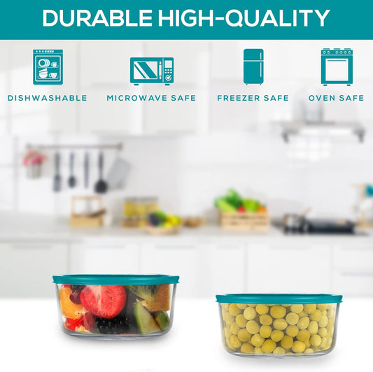Glass Food Storage containers Bowls with BPA Free Airtight Lids for Meal Prep Leftovers Baking Lunch Boxes Dish (4 Cup - 4 Pack)