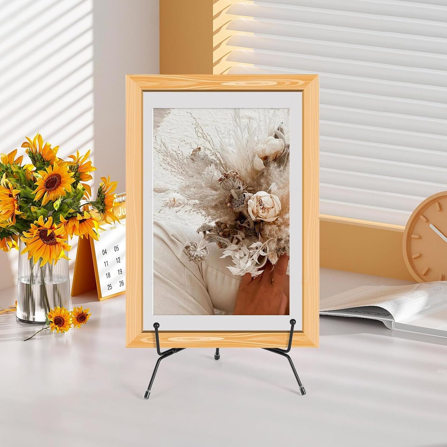 2 Pack Improved Anti-Slip Plate Stands, 8 Inch Black Iron Display Stands for Frames, Pictures, Books, Artworks