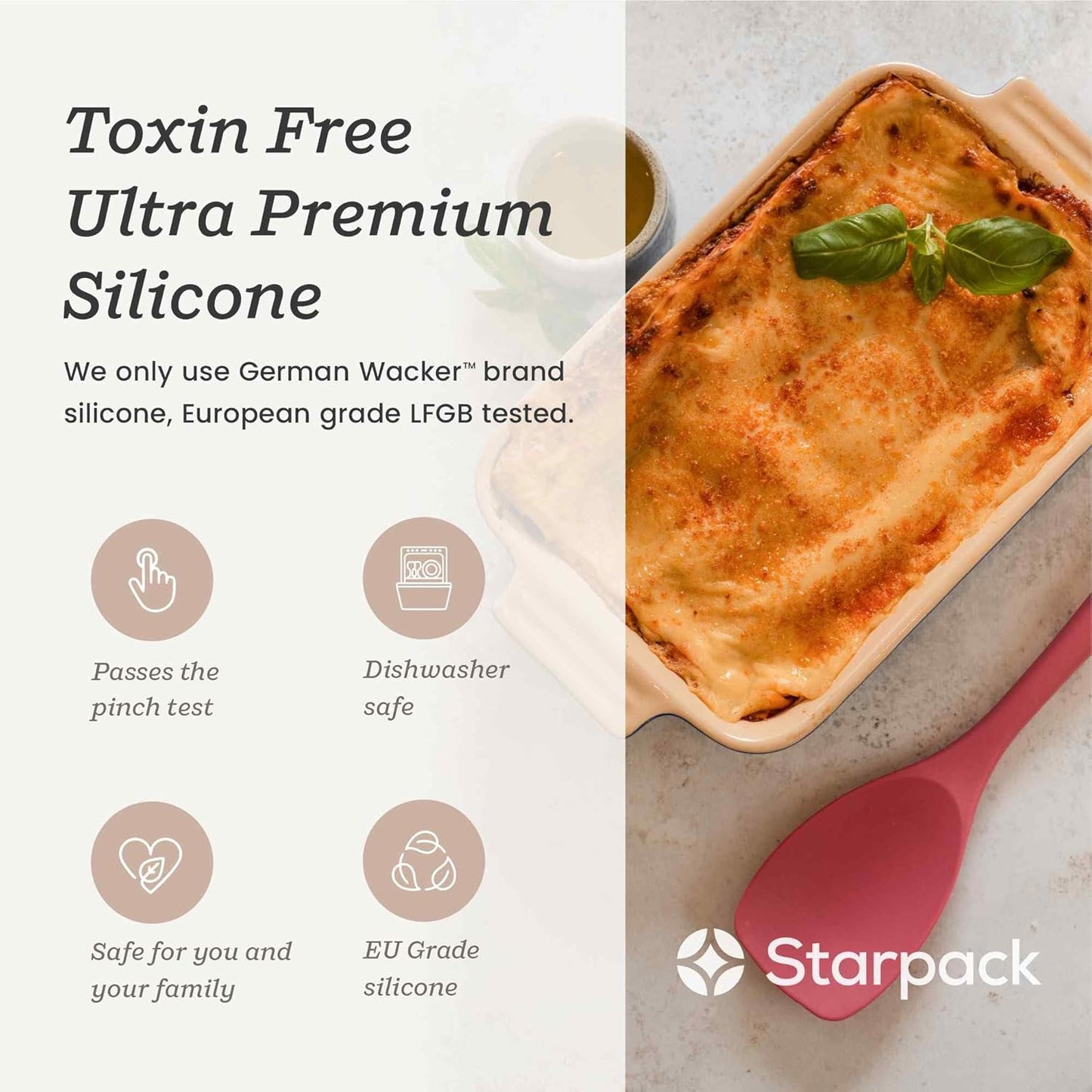 Starpack 'The All Rounder' Premium Silicone Spoonula Spatula - Up to 600°F Heat Resistant Spatula Spoons - Best Silicone Spoonulas - Rubber Spoon Spatulas - Kitchen Spoon Spatulas for Cooking