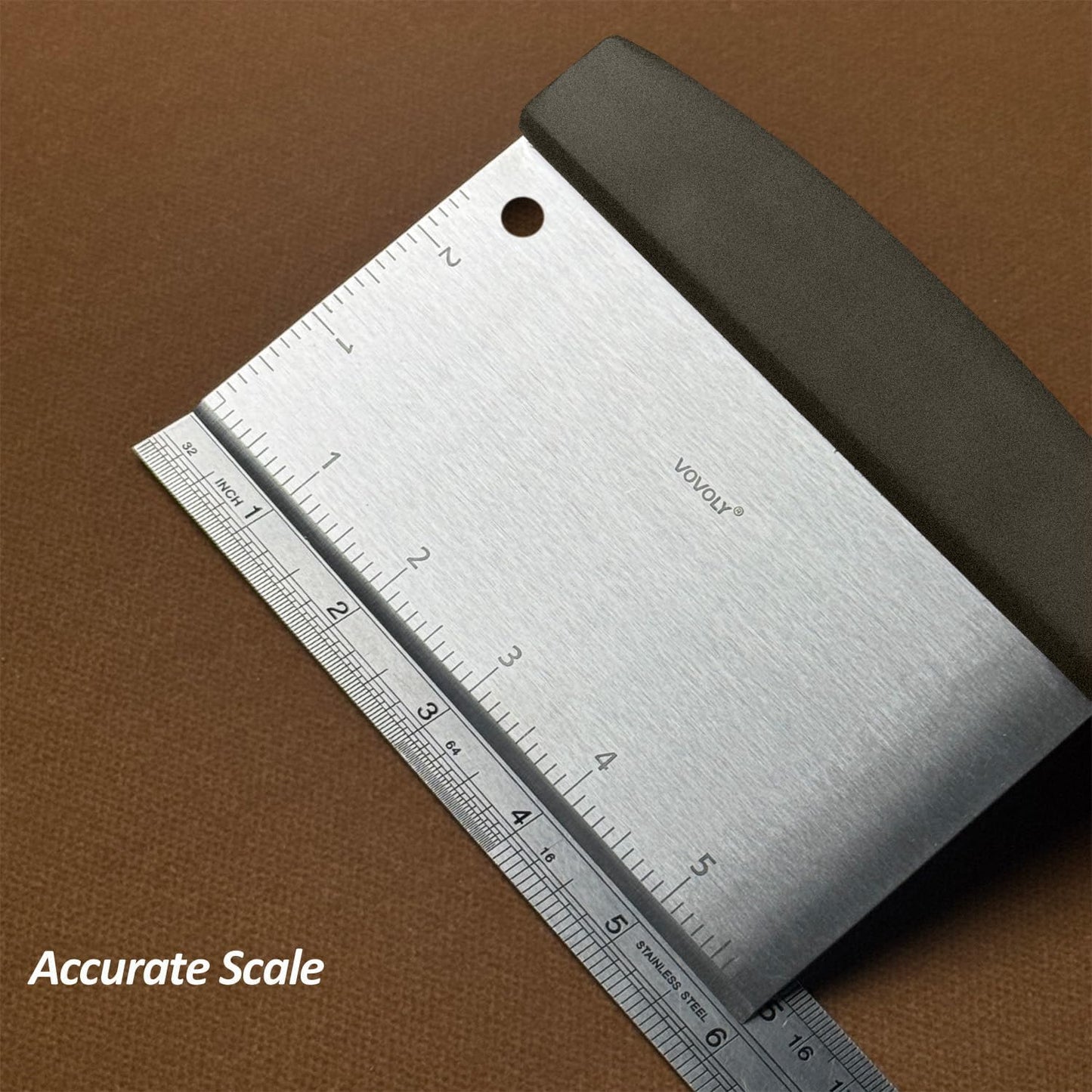 Vovoly Multipurpose Bench Scraper Kitchen Utensil for Flat Top Griddle, Dough Scraper Cutter for Bread and Pizza Cutter - Stainless Steel Metal Griddle Scraper Chopper-Dishwasher Safe