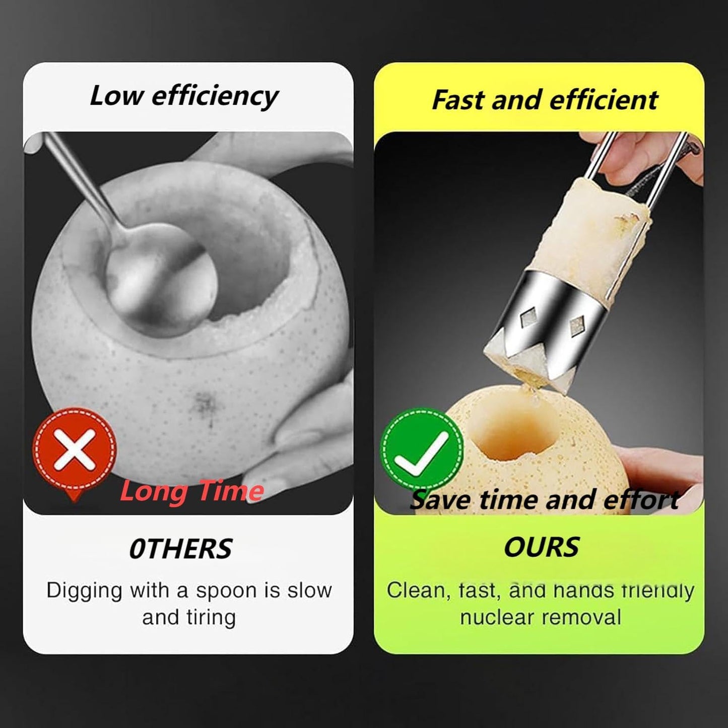 Red Bell Pepper Corer Seed Remover Tool- Pepper, Pineapple, Pear,Apple Corer - 304 Stainless Steel, Rust Resistant, Designed for a Wide Range of Fruits and Vegetables-Easy to Clean