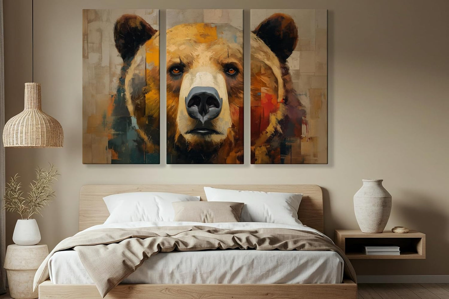 Wildlife Canvas Prints - Wild Animals Home Decor - Medium, Large, and Extra Large Wall Art for Living Room, Bathroom, Kitchen (Fragmented Strength, 47L" x 71W" - 3 panels)