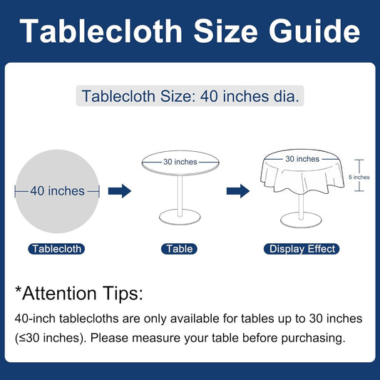 Hiasan Round Linen Tablecloth 40 Inch - Wrinkle and Stain Resistant Washable Polyester Fabric Table Cloth for Dining Room Kitchen Party, Grey