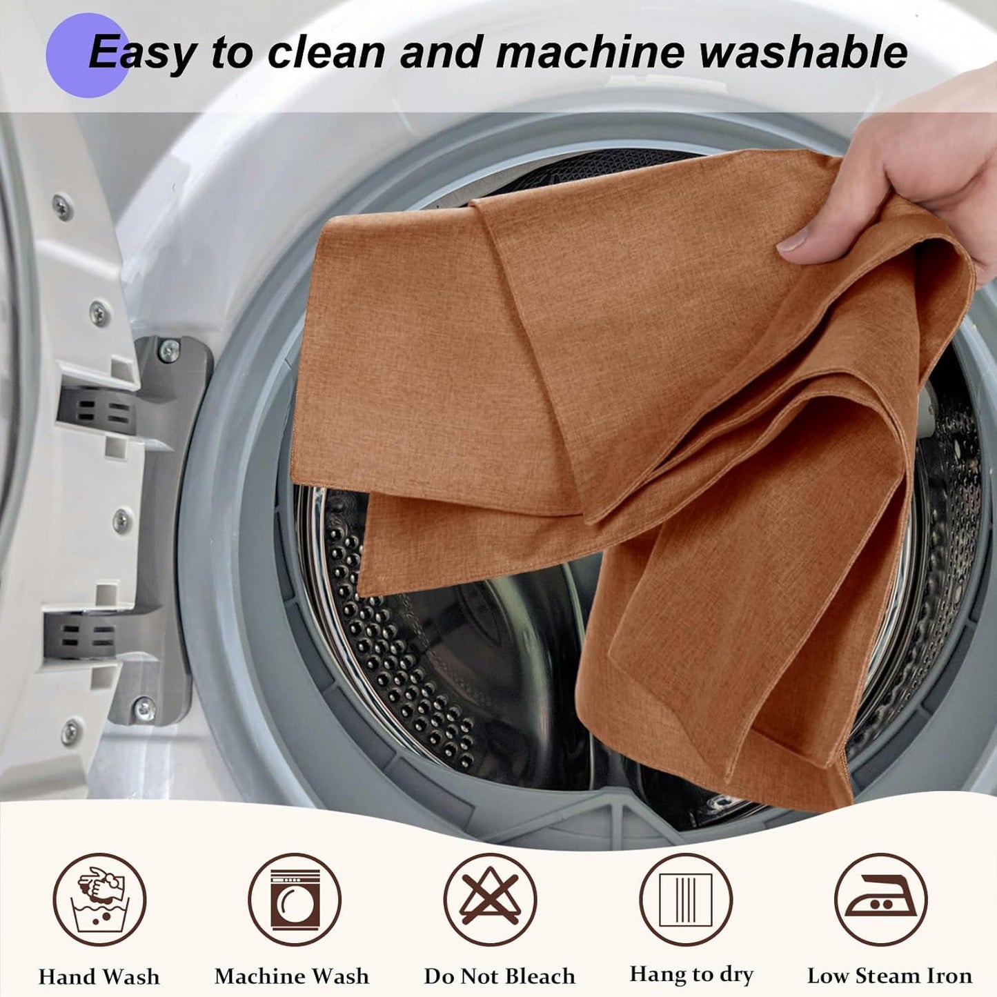 Cloth Placemats Set of 4, Cotton Linen Blend Machine Washable Double Layered Place Mats, Heat Resistant Placemats Wrinkle Free Thick Fabric Dining Table Mats for Indoors & Outdoors (Flaxen, 4)