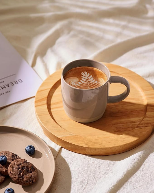 famiware Coffee Mugs for 6, 13 oz Mug Set, Dringking Cup with Handle for Coffee, Tea, Cocoa, Milk, Milkyway serise, Cinnamon Brown