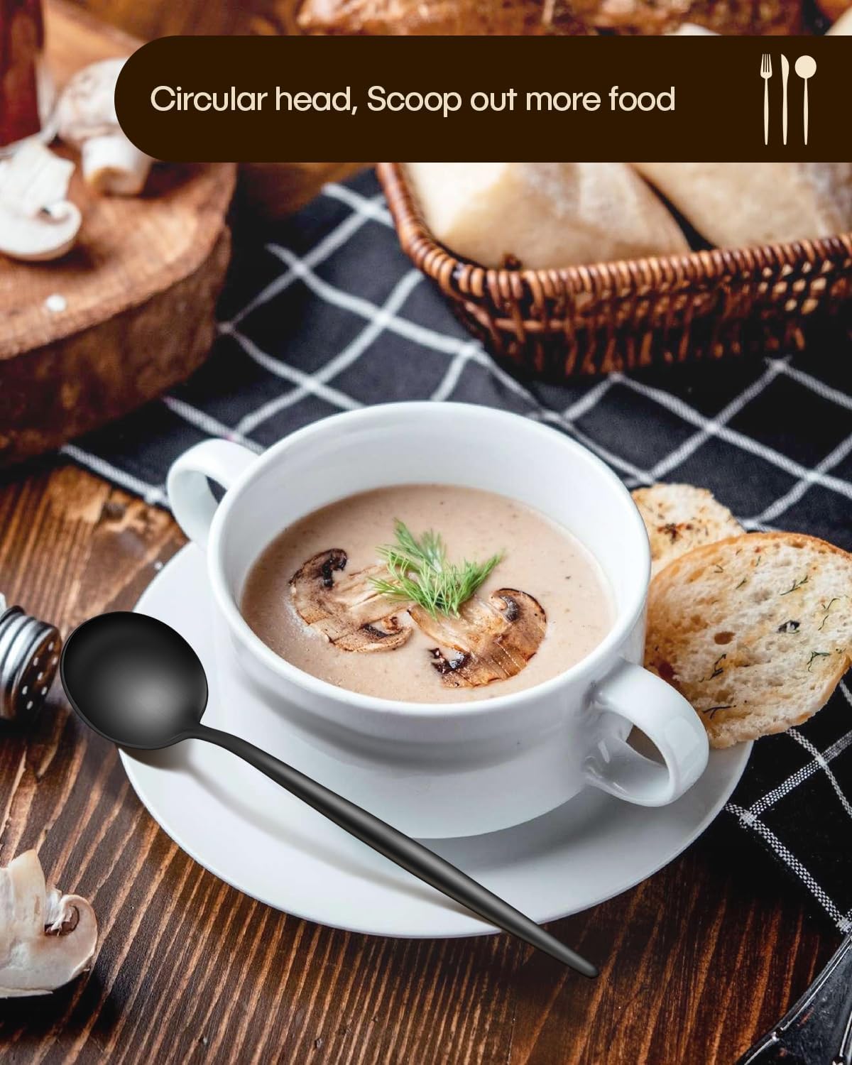 Stapava Matte Black Silverware Set for 8, 40-Piece Stainless Steel Flatware Sets, Satin Finish Cutlery Include Forks Spoons and Knives Set for Home Restaurant Hotel, Dishwasher Safe Utensils