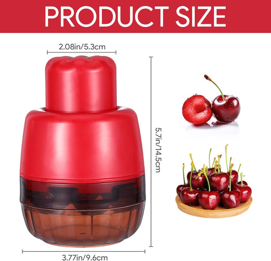 7-In-1 Cherry Pitter Tool Pit Remover,Multiple Olive Pitter Tool,Cherry Seed Remover,Fruit Corer Tools for Kitchen,Cake Shop,Fruit Salad for Home Kitchen Tools(Transparent Red)