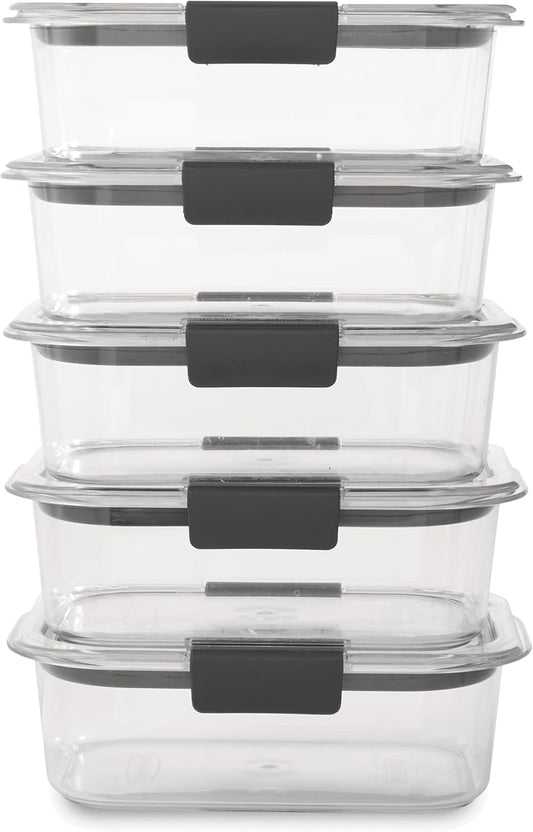 Rubbermaid Brilliance Food Storage Containers BPA Free Airtight Lids Ideal for Lunch Meal Prep & Leftovers Set of 5 (3.2 Cup)