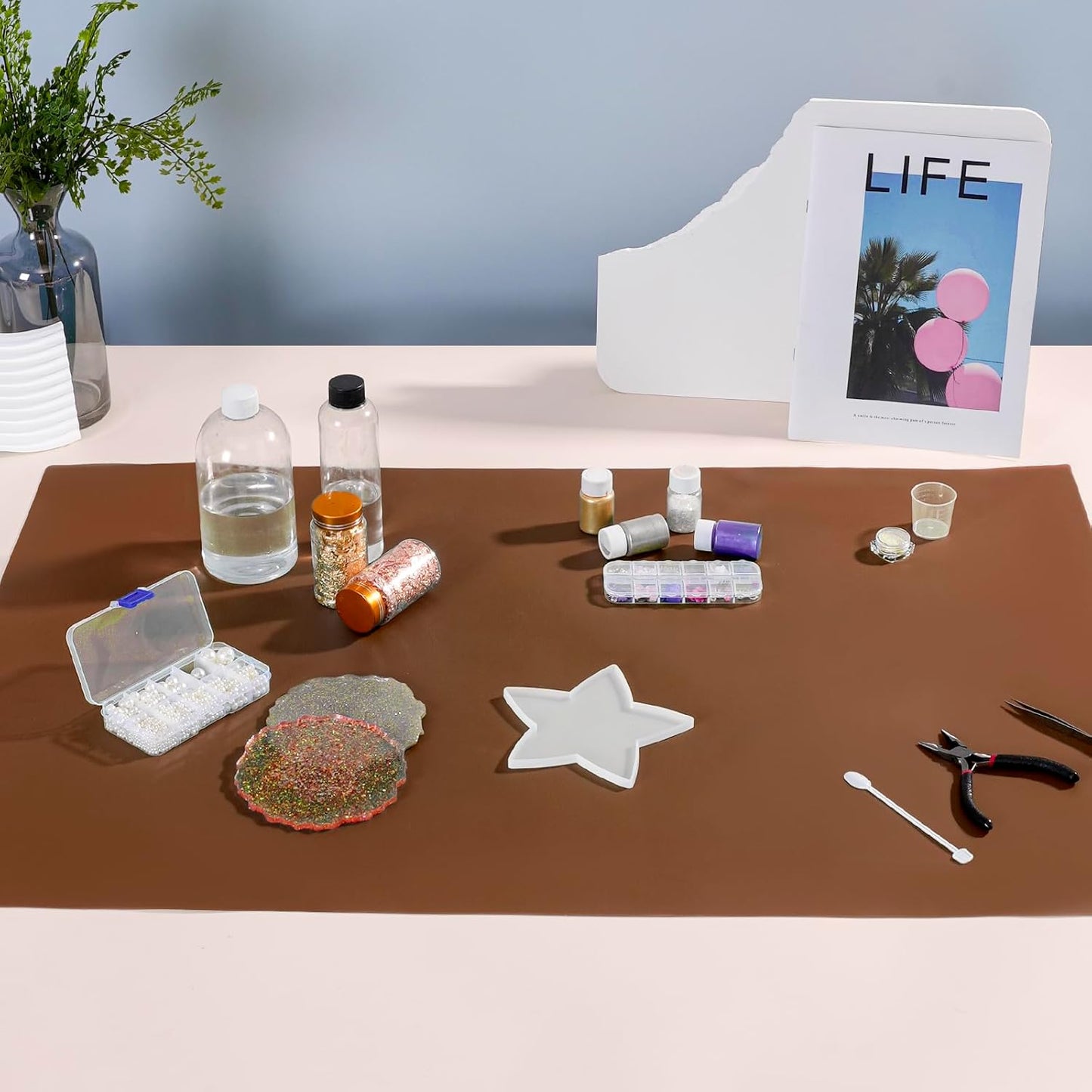 Extra Large Silicone Mat 36" x 24" Place Mats, Heat Resistant Mat for Kitchen Countertop Protector, Thick Placemats Washable Silicone Mats for Kitchen Counter Mat Dining Table Mat, Brown, SAPID