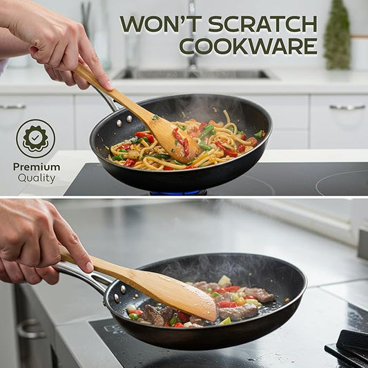 Wooden Spoons for Cooking - 6-Piece Wooden Utensil Set with Spatulas & Spoons, Heat-Resistant, Eco-Friendly Kitchen Utensils for Non-Stick Cookware (Christmas)