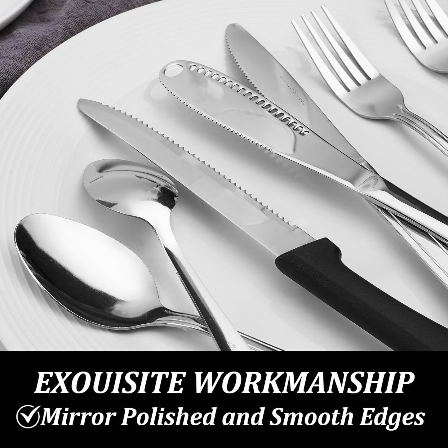 Silverware Set with Butter Knife - Dominion 25 PCS 18/0 Stainless Steel Flatware Utensils Cutlery Set For 4 Including Steak Knife Fork and Spoon for Home, Restaurant, Party, Dishwasher Safe