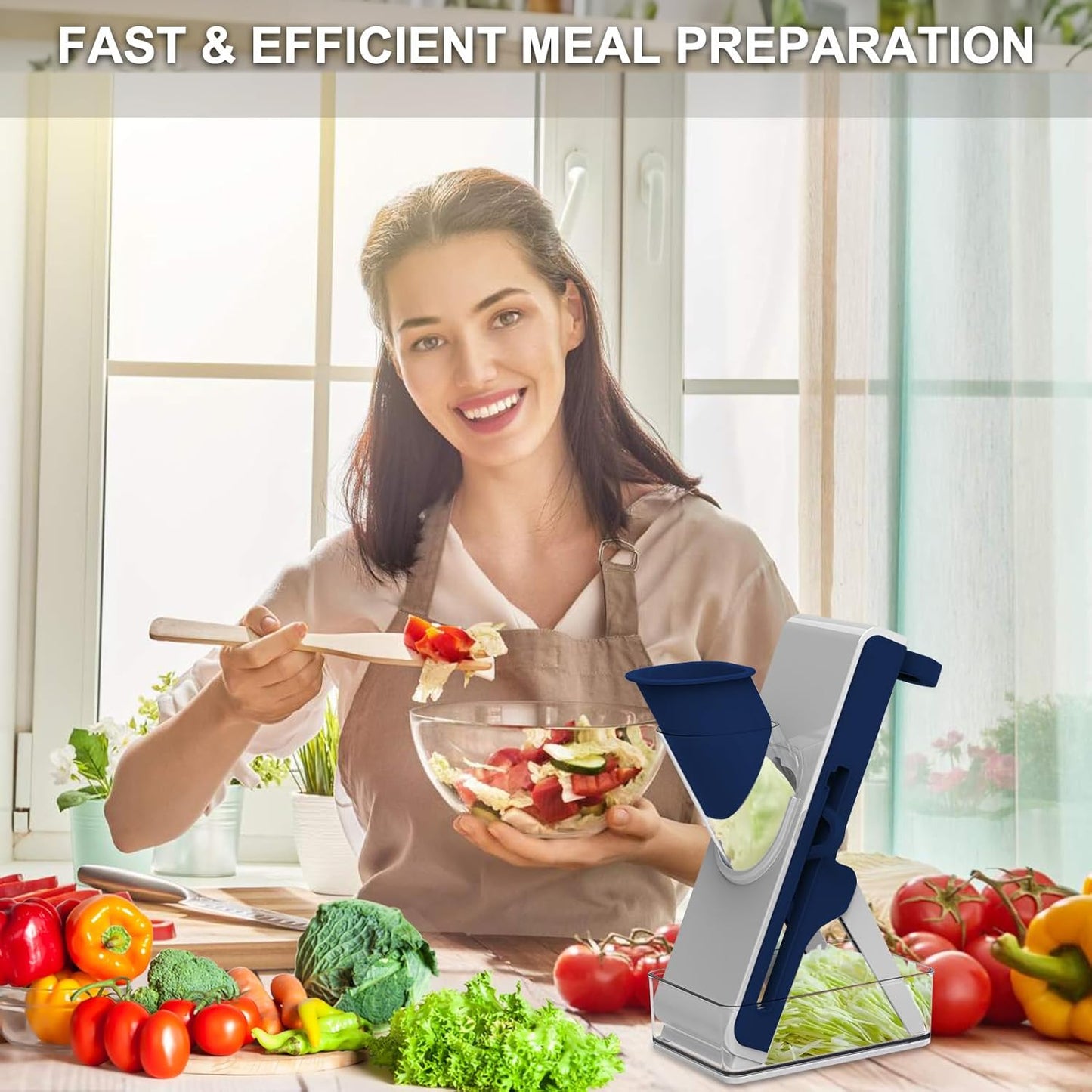 Mandoline Slicer for Kitchen, Mandoline Slicer Safe Multifunctional Dicer Adjustable Commercial Slicer Machine Stainless Steel Chopper