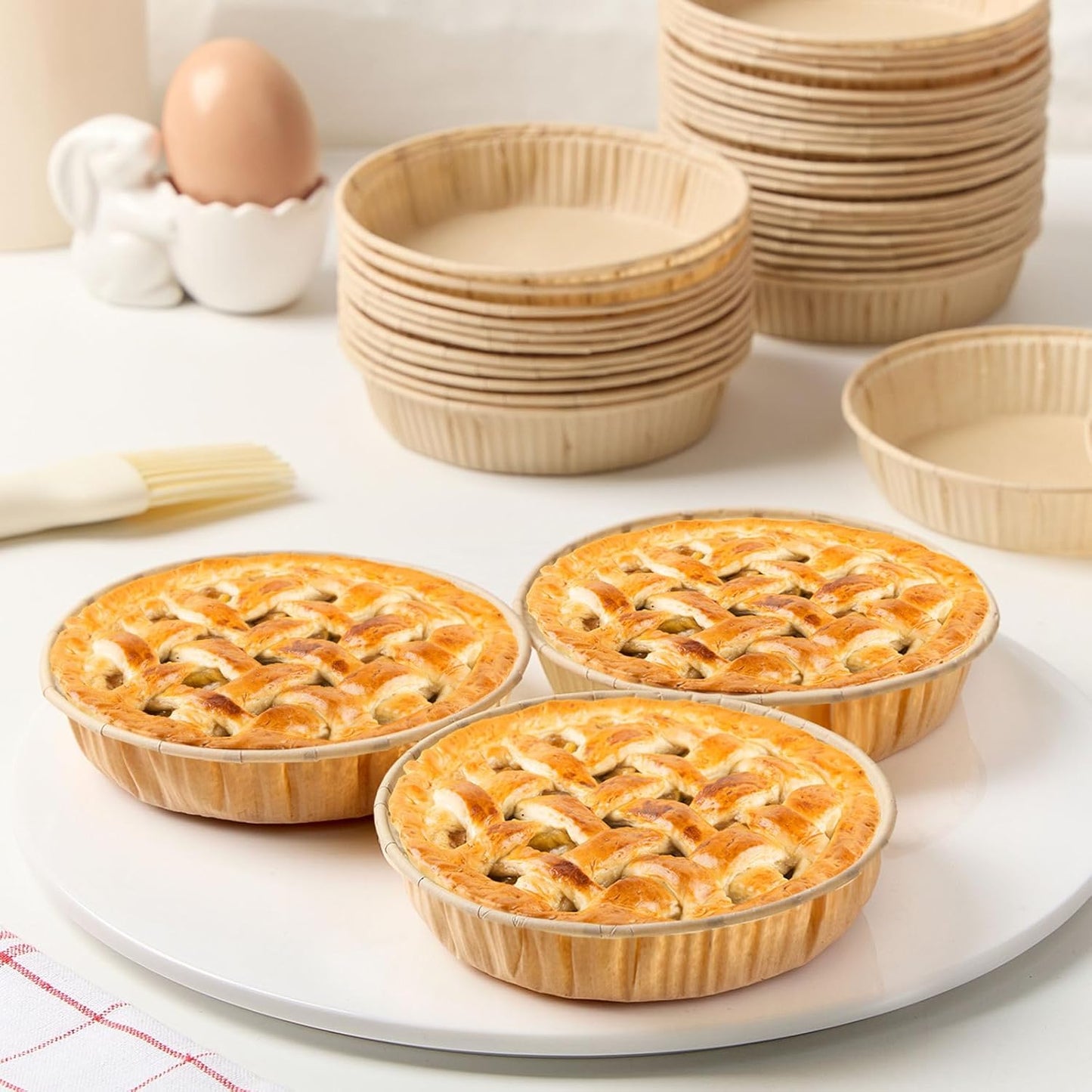 Ocmoiy 100 Pcs Mini Tart Pans for Baking, 4 Inch Disposable Paper Pie Tins for Small Pies, Tarts, Quiches, Cinnamon Rolls, Desserts