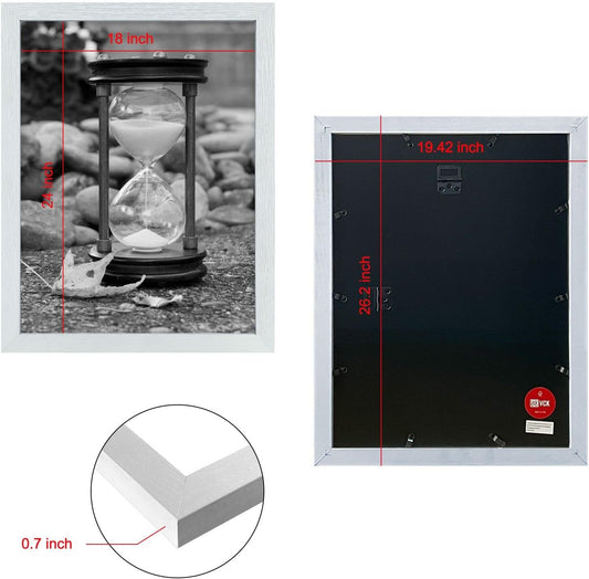 VCK 18x24 Poster Frame White with Polished Plexiglass Set of 5 Picture Frames Horizontal and Vertical Formats with Included Hanging Hardware