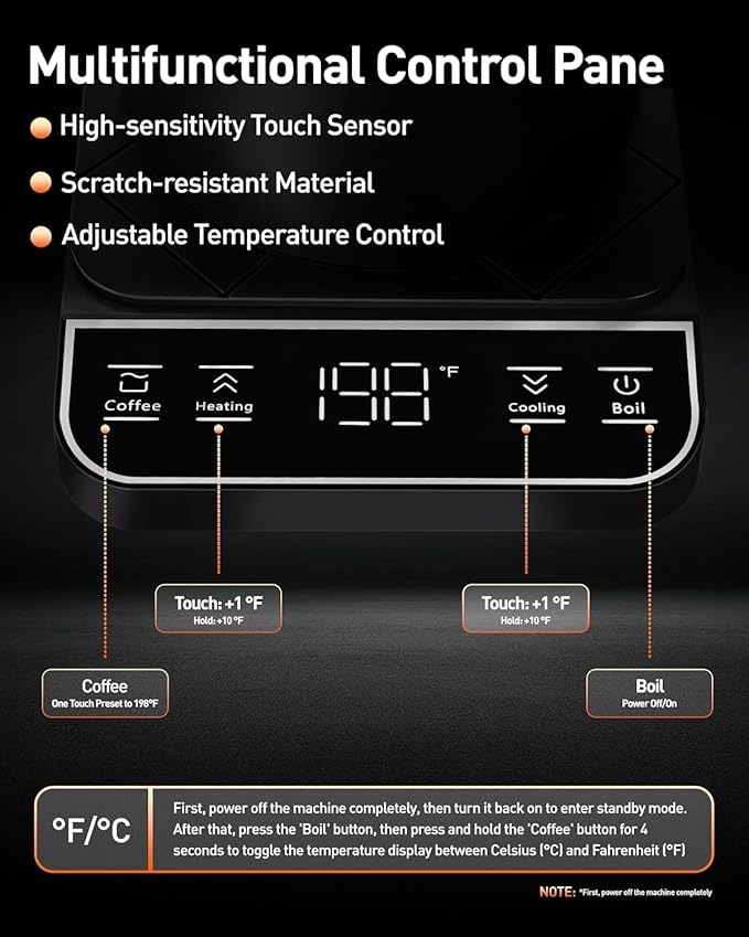 Electric Tea Kettle Gooseneck 27oz 1200w Coffee Quick Heating Hot Water Boiler, Black