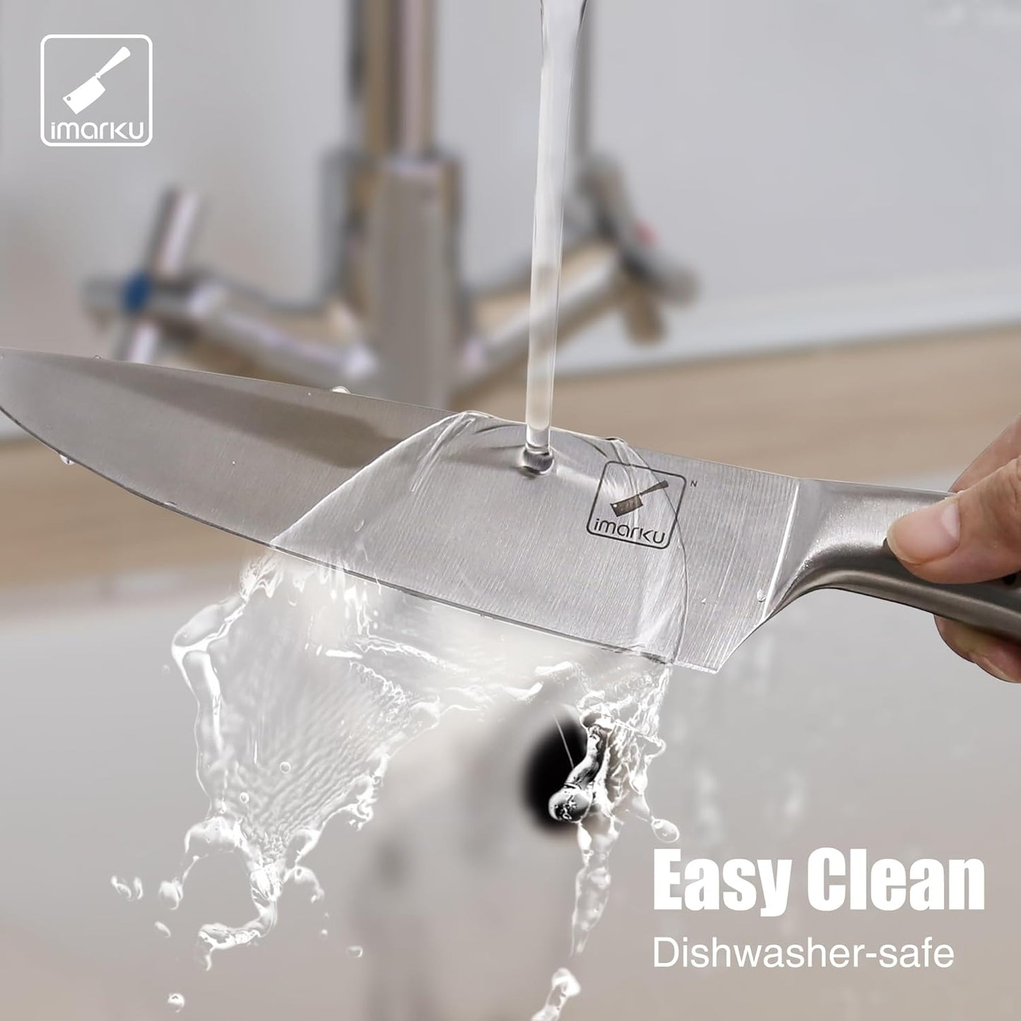 imarku® Knife Set, 15-Pieces HC Stainless Steel Kitchen Knife Set With Built in Knife Sharpener, Razor-Sharp Blade Knife Block Set With Non-Slip Handle, Dishwasher Safe, Best Birthday Gifts