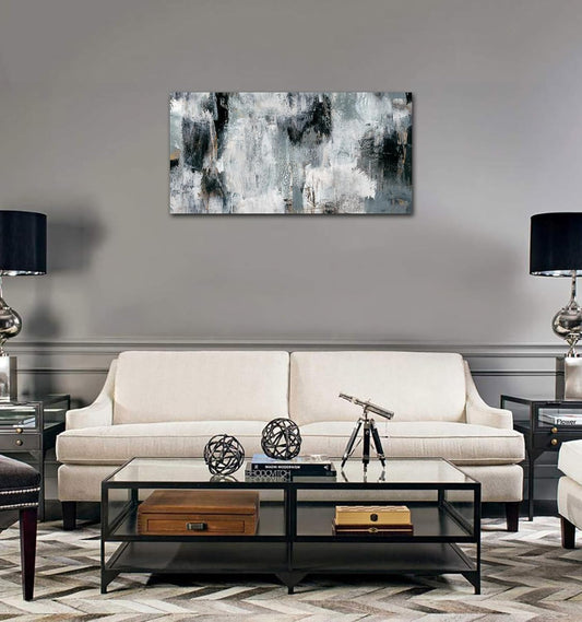 NINEASO Black Gray Abstract Wall Art - Abstract Canvas Pictures for Wall Decor Modern Abstract Canvas Painting Artwork for Living Room Bedroom Home Office Wall Decorations 20" x 40"