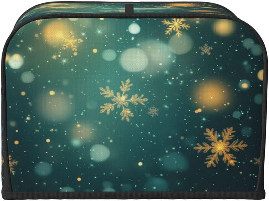 Toaster Cover 4 Slice Snowflake Green Christmas New Year Kitchen Small Appliance Covers with Pockets Dust and Fingerprint Protection