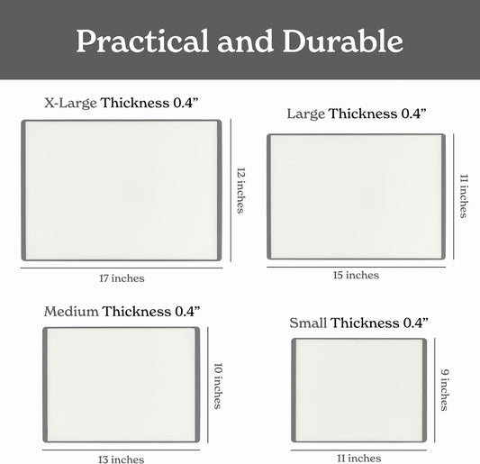 SMIRLY Plastic Cutting Board Set with Holder 4 Pieces, Non-Slip Dishwasher Safe Chopping Boards for Kitchen, Grey & White