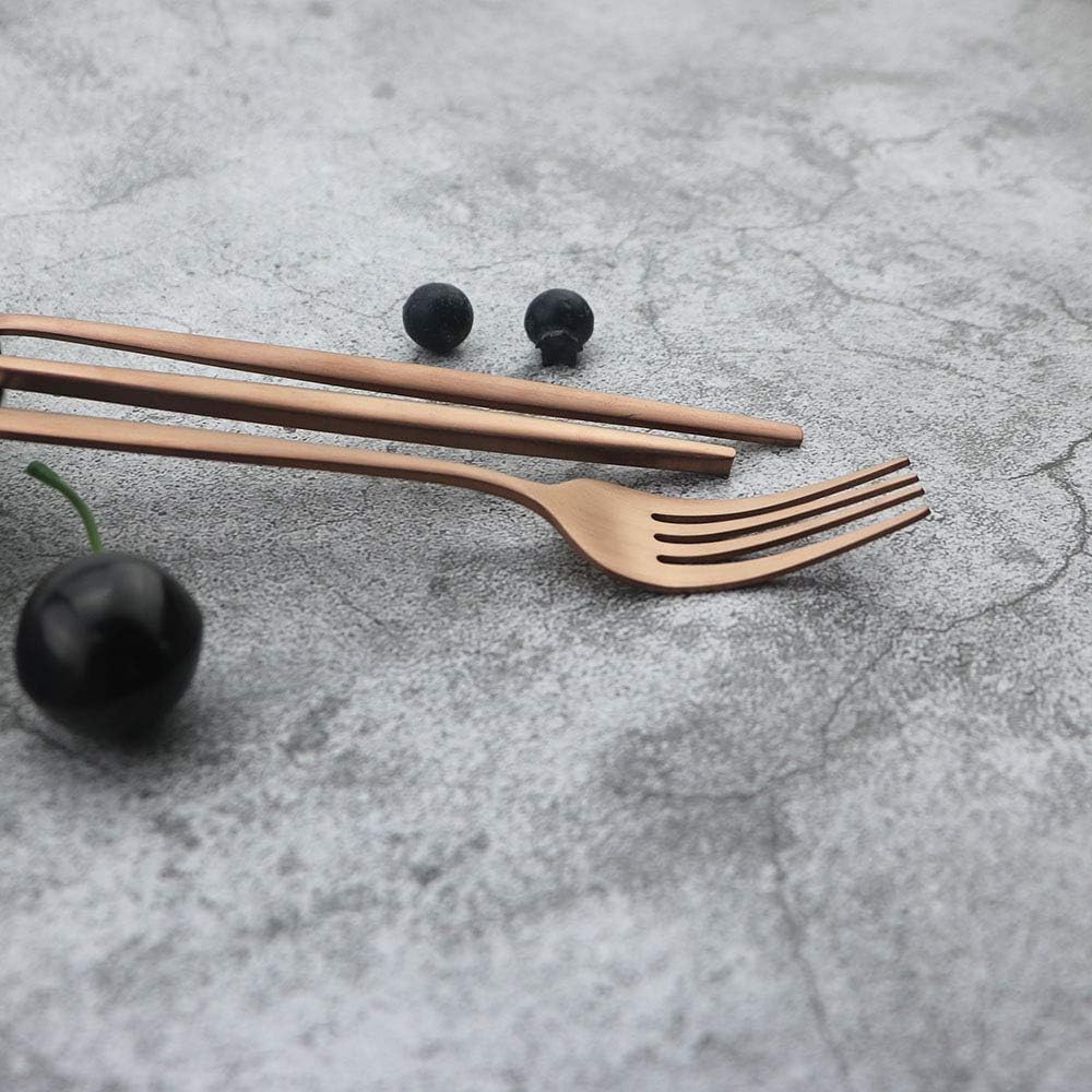 JASHII Silverware Set, 24-Piece Stainless Steel Flatware Set,Kitchen Utensil Set Service for 6,Tableware Cutlery Set for Home, Dishwasher Safe (Matte Rose)