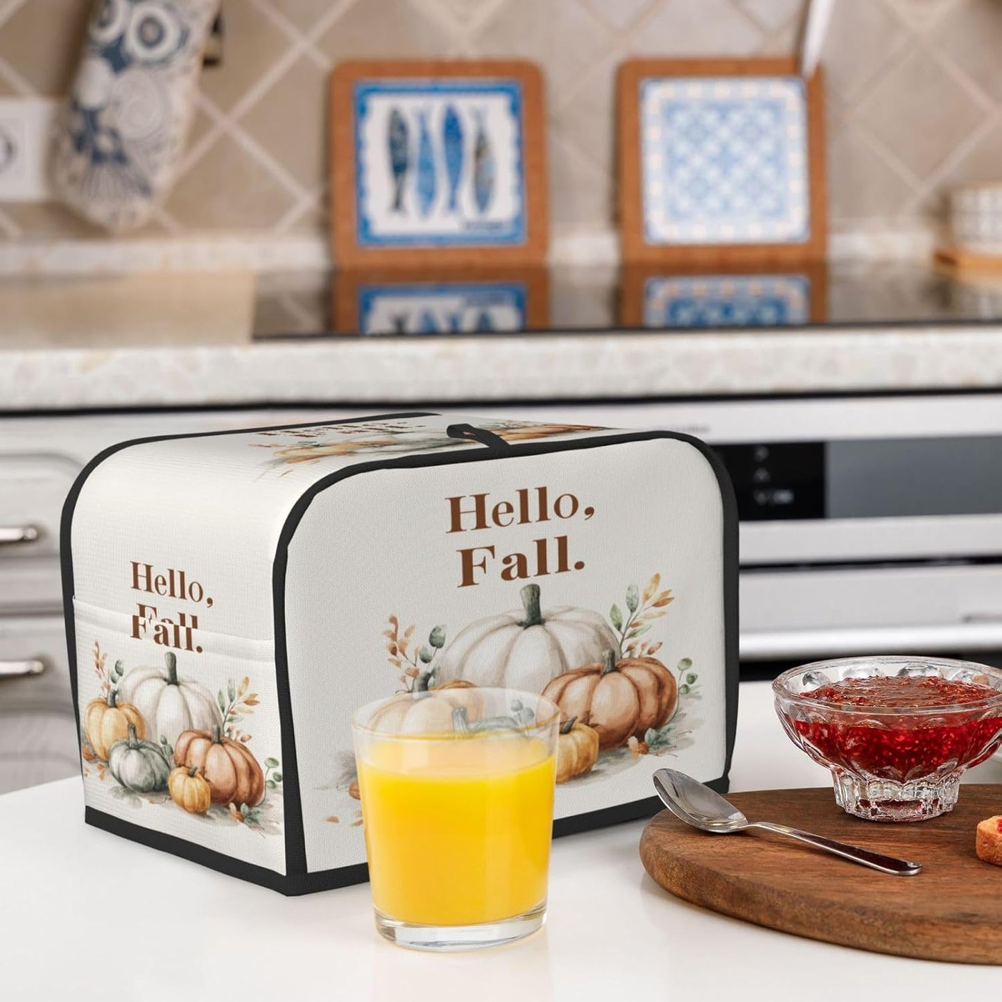 Toaster Cover 2 Slice Watercolor Pumpkin Fall Thanksgiving Kitchen Small Appliance Covers with Pockets Dust and Fingerprint Protection
