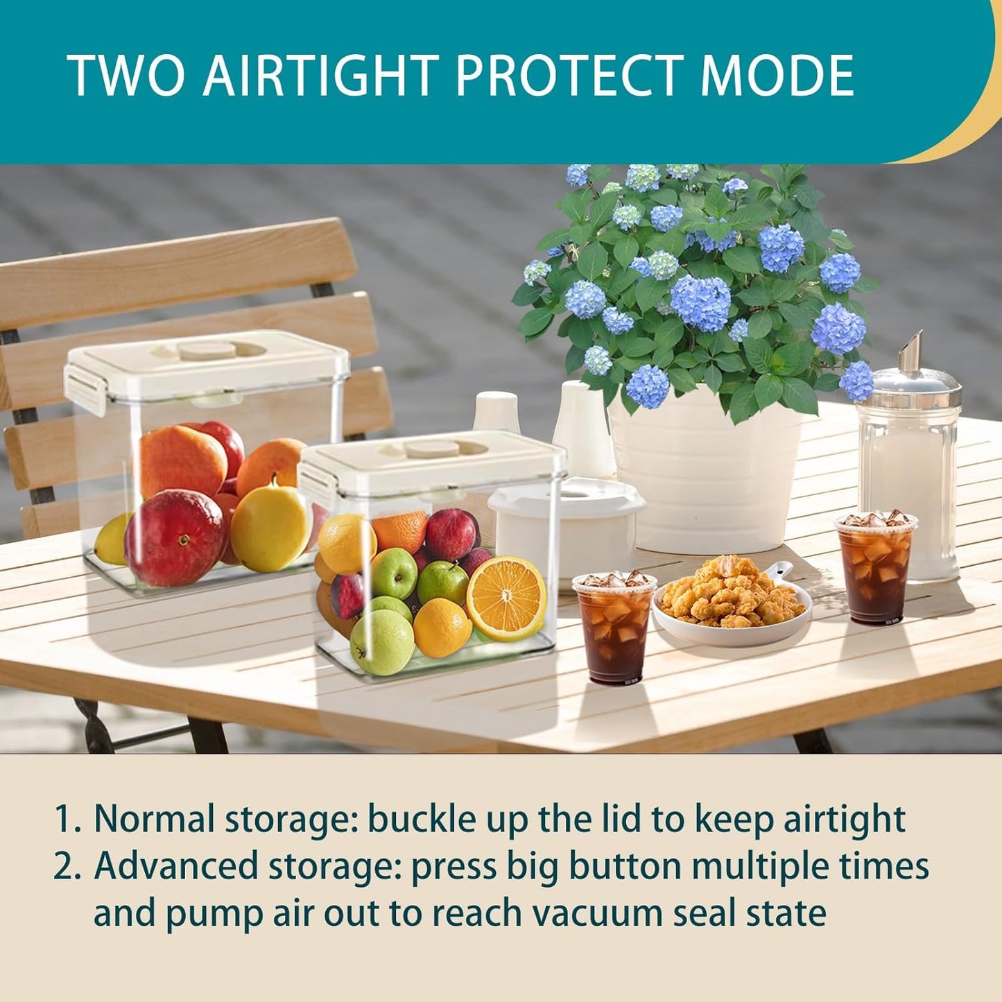 Airtight Containers 2 Units, Triple Vacuum Seal Airtight Food Storage, 2.64 Quart Each Unit, Preserve Fresh and Fragrant for Snacks, Sugar, Spices, Nuts and Coffee Containers