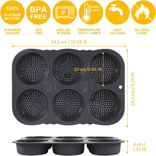 Silicone Bread Loaf Pan with Oil Brush, Nonstick Sourdough Loaf Pan, Silicone Molds for Baking English Muffins, Hamburger, Whoopie Pies, Egg bites, Corn Bread, Tarts