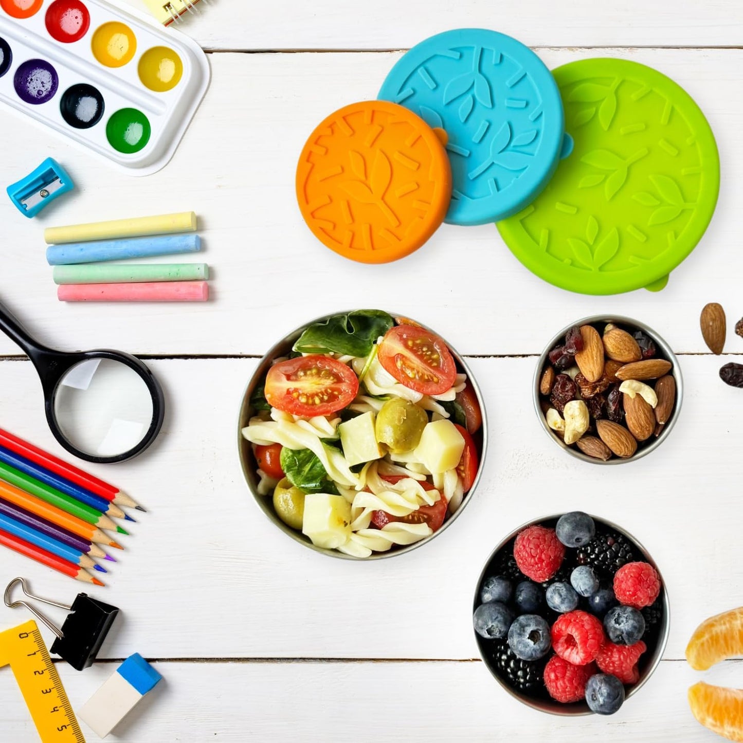 TAVVA 2 X 12 oz Stainless Steel Snack Containers with Lids - Leakproof w/Silicone Lids - BPA Free - Dishwasher & Freezer Safe - Portable & Reusable - Stainless Steel Food Containers 12 oz