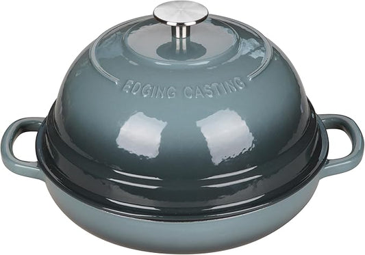 Enameled Cast Iron Dutch Oven Pot with Lid, Round Bread Oven for Homemade Sourdough Bread Baking, 6 Quart, Slateblue