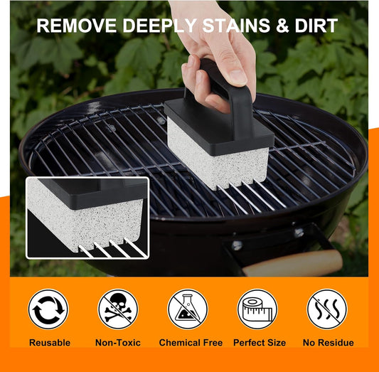 Heavy Duty Grill Cleaner for Blackstone - Grill Cleaning Brick with Handle, Griddle Pumice Stone for Cleaning BBQ Grill, Swimming Pool, Sink (4 Pack)