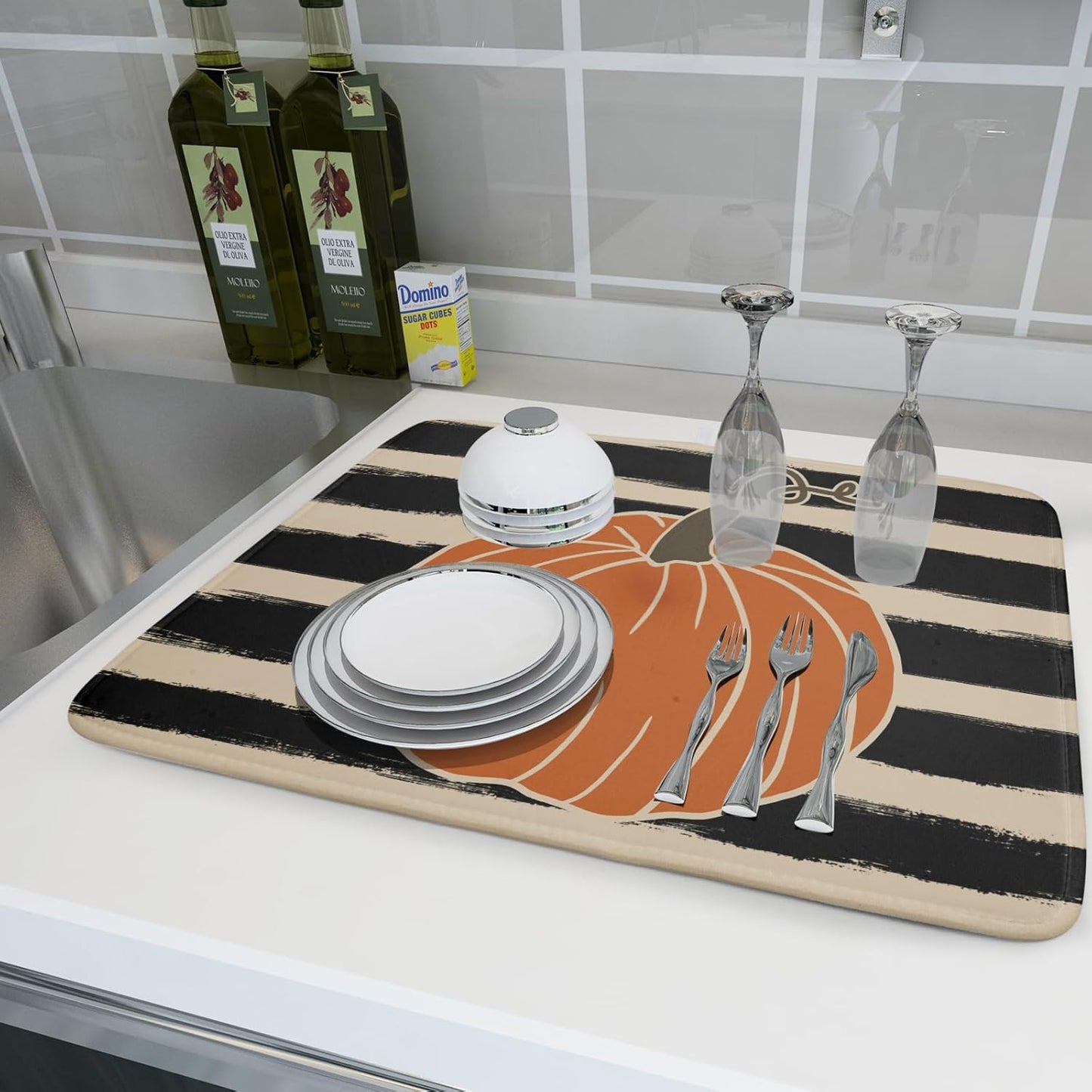 Fall Drying Mats for Kitchen Counter 18×24 Inch Large Microfiber Drying Mat Autumn Pumpkin Thanksgiving Harvest Festival Holiday Kitchen Decor Accessories Dish Rack Mat Drainer Pad Washable Absorbent