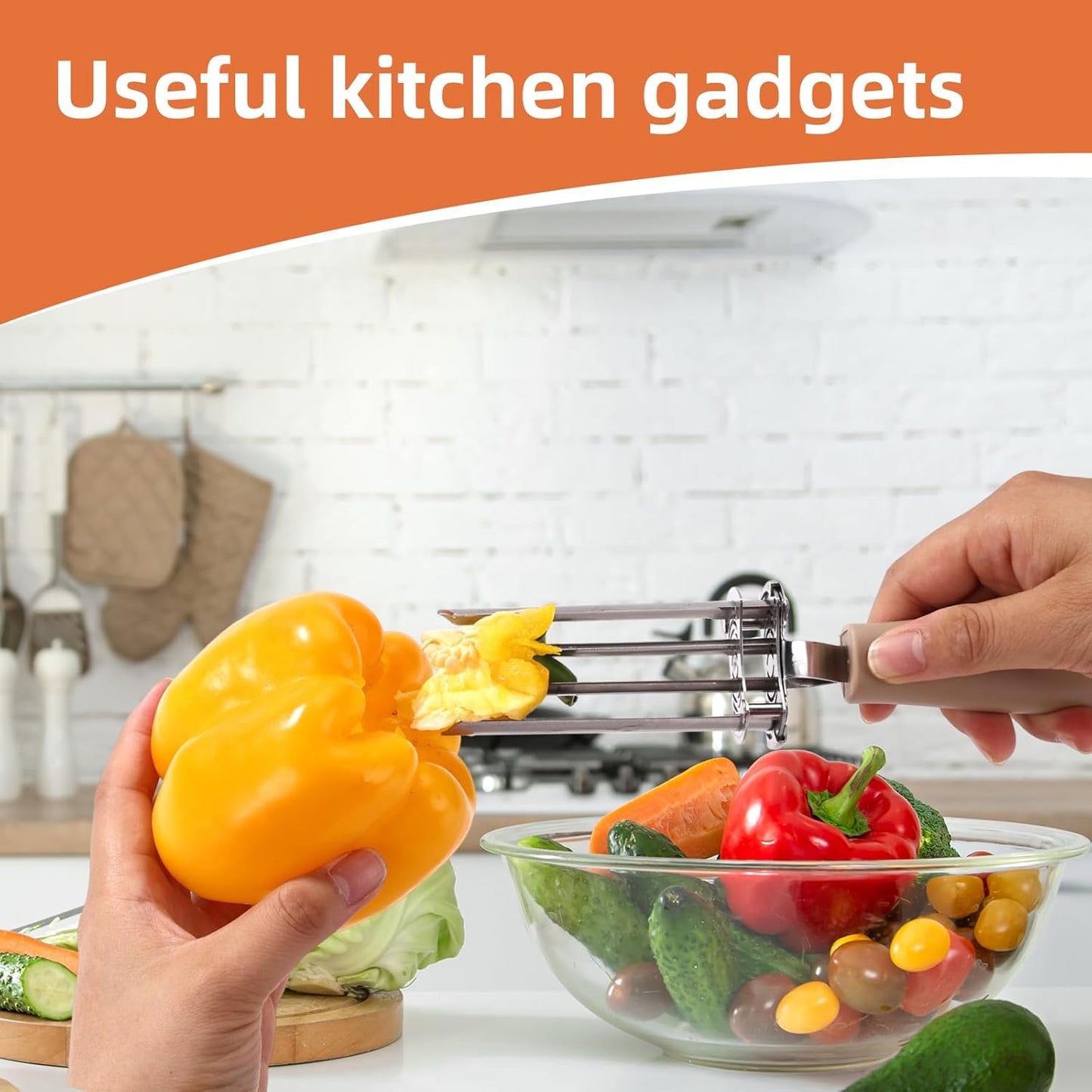 Fruit and Vegetable Core Remover, Stainless Steel Adjustable Red Bell Pepper Corer Practical Kitchen Apple Remover Gadget for Removing Fruit & Vegetable Cores