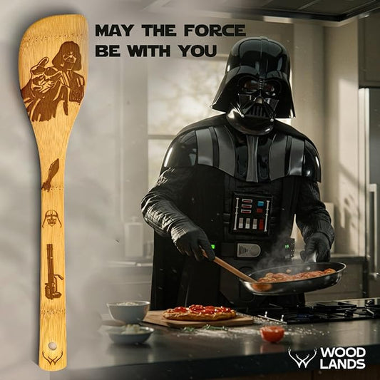 Wooden Spoons for Cooking - 6-Piece Wooden Utensil Set with Spatulas & Spoons, Heat-Resistant, Eco-Friendly Kitchen Utensils for Non-Stick Cookware (Star Wars)