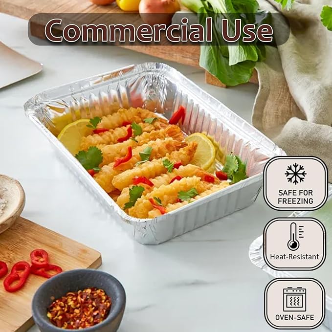 INFINITY EL Disposable Aluminum Foil Pan 25 Pack | Half Shallow 12.5" x 10" x 1.5" Deep Disposable Baking Pan | Heavy Duty Aluminum Pan for Roasting Turkey, Lasagna, Thanksgiving, Christmas & Parties