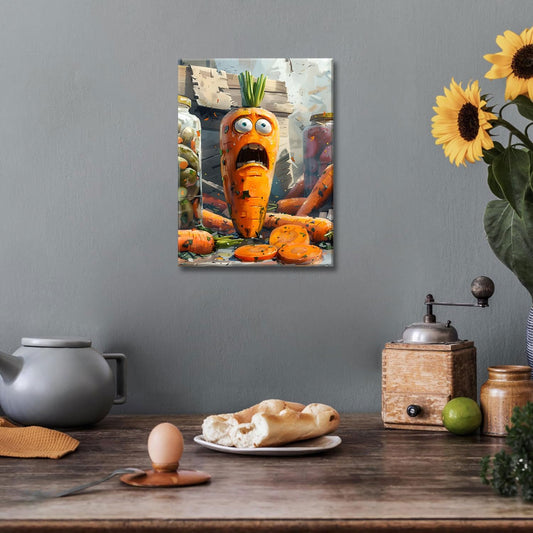 OIQArtOIQ Funny Kitchen Wall Art, Weird Kitchen Wall Decor, Vegetable Paintings Cool Postsers, Food Art, Eclectic Decor Dining Room, Chef Canvas Wall Art Print Artwork, Pickle Pictures